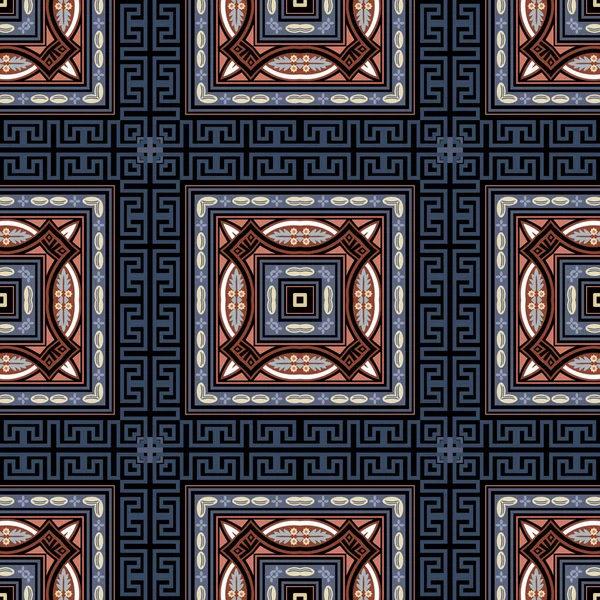 Checkered Rutig Tartan Sömlös Mönster Vektor Färgglada Grekiska Bakgrund Tribal — Stock vektor