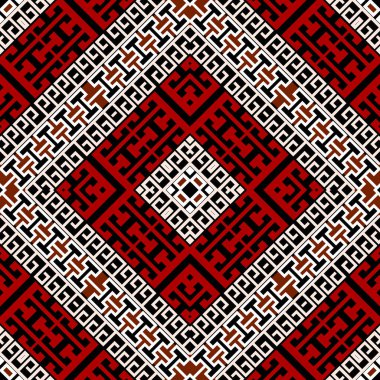 Rhombus kusursuz desen. Vektör renkli Yunan geçmişi. Kabile etnik tarzı arka plan tekrarı. Modern moda waffle tasarımı çerçeveler, sınırlar, eşkenar dörtgen, çizgiler. Yunan anahtarı, kıvrımlı zarif bir süs..