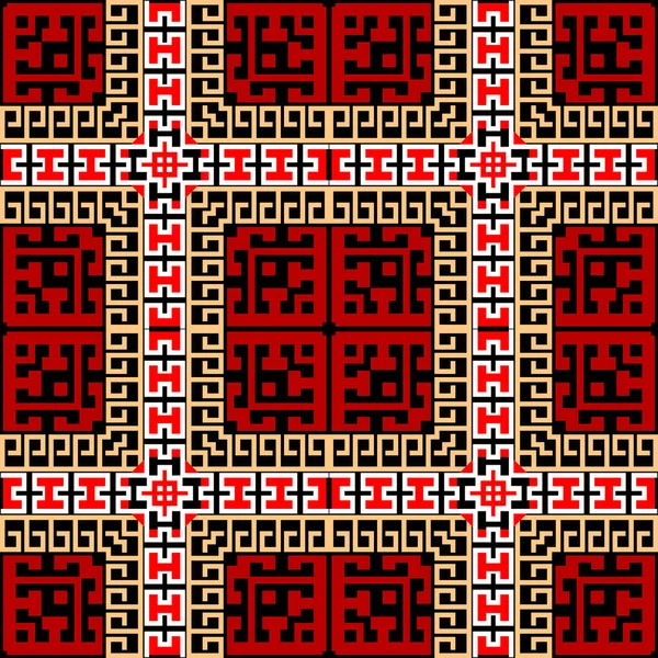 格子格子格子格子格子格子格子图案 向量色彩艳丽的希腊背景 部落的民族风格重复背景 现代潮流设计与框架 正方形 希腊钥匙 折叠式装饰品 — 图库矢量图片