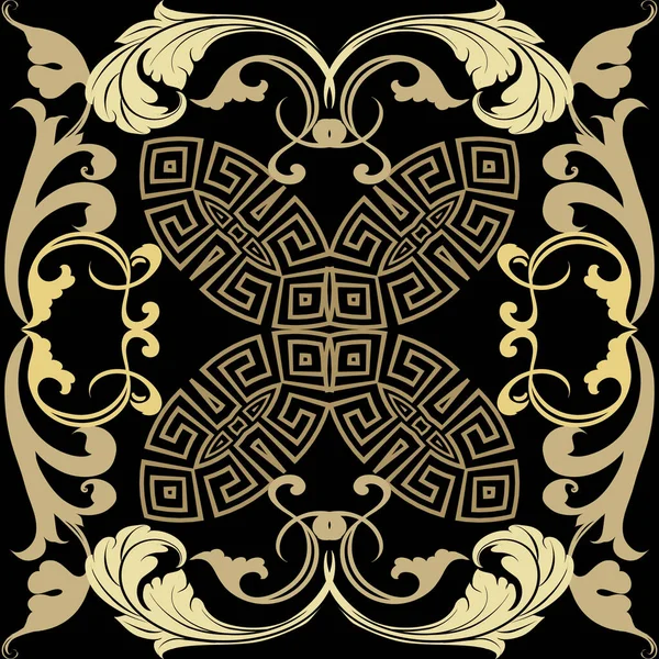 Barock Quadratischen Rahmen Gold Nahtlose Muster Ornamentaler Hintergrund Wiederholen Sie — Stockvektor