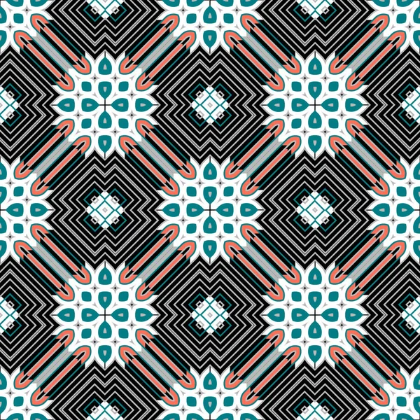 幾何学的なシームレスなパターンをストリップ ベクトル装飾部族民族スタイルの背景 伝統的な背景を繰り返します 幾何学的な形 花とカラフルな抽象的な縞模様の装飾 — ストックベクタ