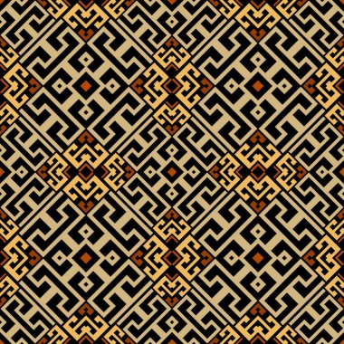 Renkli, etnik, pürüzsüz bir model. Vektör yapılandırılmış zarif arkaplan. Yunan anahtarı, avare. Labirentler, semboller, çizgiler, şekiller. Soyut geometrik geleneksel süsler. Sonsuz süsleme dokusu.