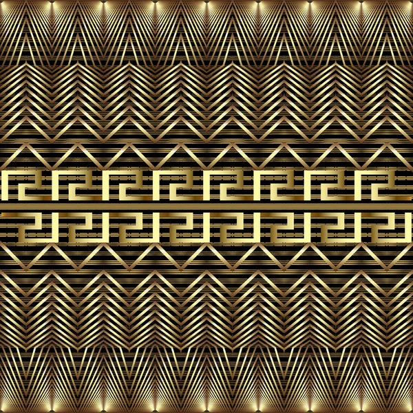 Gold Zigzag Borders Zig Zag Seamless Pattern Ornamental Greek Border — Stock Vector