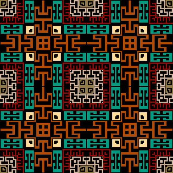 Renkli, etnik, pürüzsüz bir model. Ekose ekoseli arka plan. Yunan anahtarı, avare. Kare çerçeveler, sınırlar, semboller, şekiller, labirentler. Soyut geometrik geleneksel süsler. Sonsuz doku.