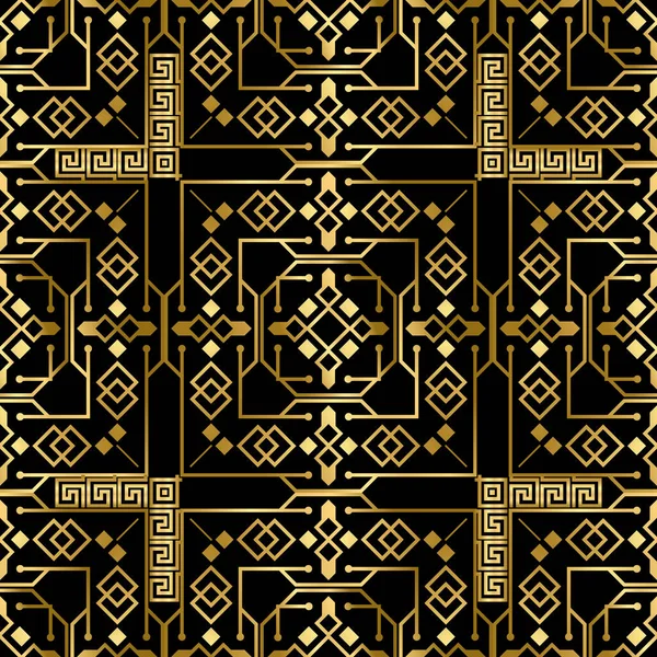 Gold Geometric Lines Seamless Pattern Ornamental Modern Vector Background Repeat — Stock Vector