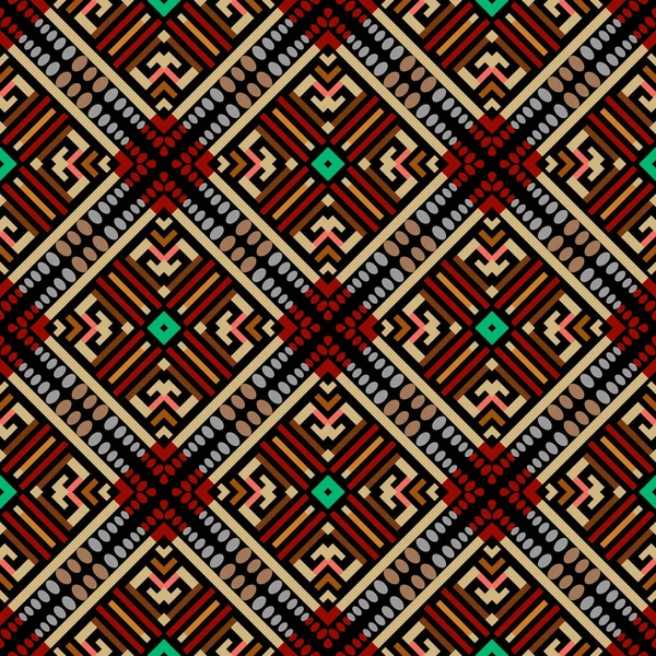 Tribal Patrón Inconsútil Colorido Étnico Fondo Rombo Geométrico Ornamental Vectorial — Archivo Imágenes Vectoriales