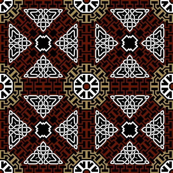 Modernes Nahtloses Muster Bunte Ornamentale Griechische Und Keltische Vektorhintergrund Moderne — Stockvektor