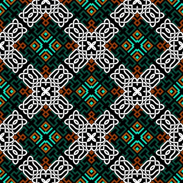 Modernes Nahtloses Muster Bunte Ornamentale Griechische Und Keltische Vektorhintergrund Geometrische — Stockvektor