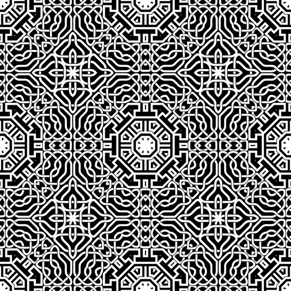 Ingewikkelde Keltische Stijl Naadloos Patroon Decoratieve Vector Zwart Wit Achtergrond — Stockvector
