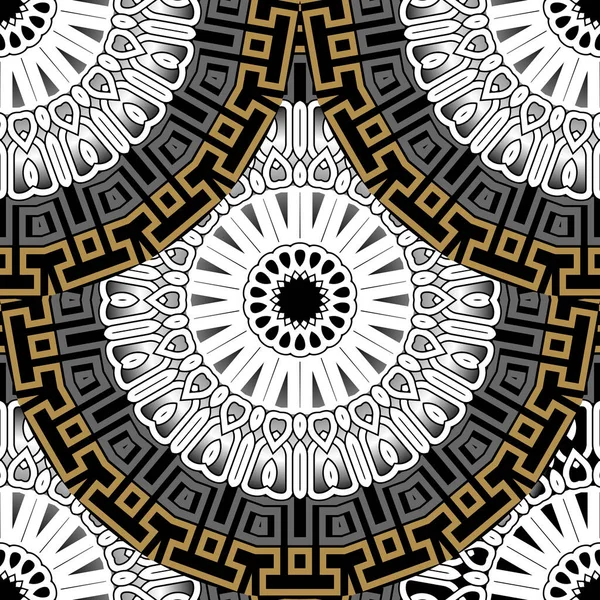 Vackra Runda Mandalas Sömlösa Mönster Färgglada Prydnads Grek Och Keltisk — Stock vektor