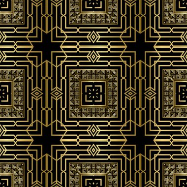 Çizgiler geometrik, pürüzsüz desen. Etnik Yunan kökenli vektör kabile. Tartan ekose arka planı tekrar ediyor. Yunan anahtarı, çevresi, şekli, karesi, çerçevesi, sınırları ile simetrik sanat altın süslemeleri.
