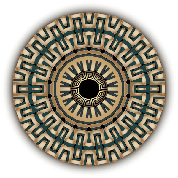 民族ギリシャマンダラベクトルパターン 装飾的なカラフルな背景 部族の背景を繰り返します 幾何学的なエレガントなフラクタル装飾 要約形 フレーム ギリシャ語のキー — ストックベクタ
