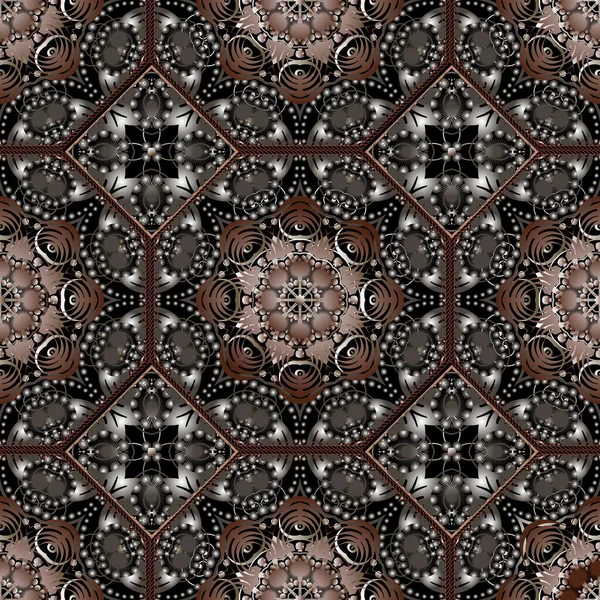 Patrón Sin Costura Floral Fondo Arabesco Ornamental Flores Vintage Repita — Archivo Imágenes Vectoriales