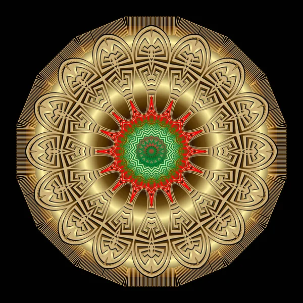 Золотой Цветок Шикарный Круглый Узор Розетт Векторный Фон Поверхность Декоративный — стоковый вектор
