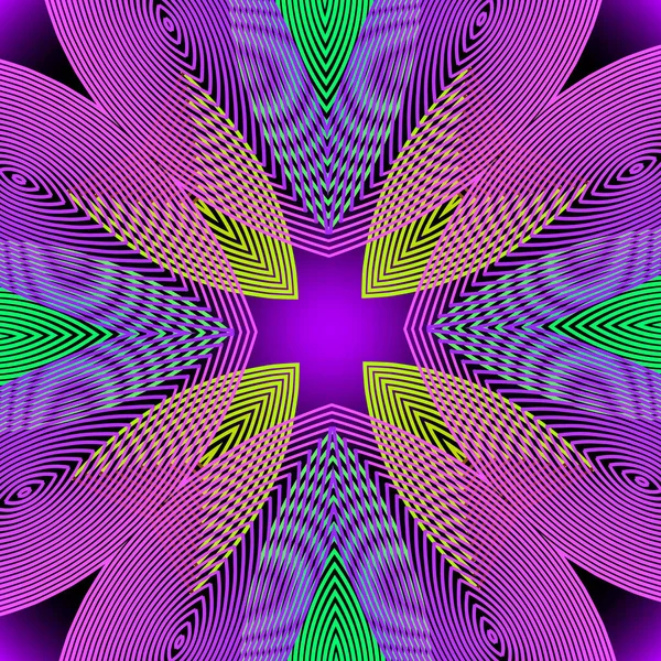 Floral Farbenfrohe Linien Nahtloses Muster Fantasie Abstrakten Glühenden Hintergrund Wiederholen — Stockvektor
