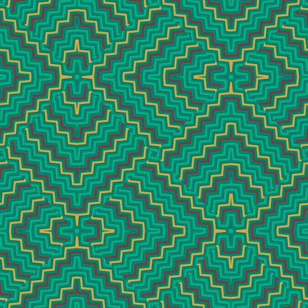 Лінії Zigzag Безшовний Візерунок Декоративний Смугастий Зелений Фон Вектор Повторює — стоковий вектор