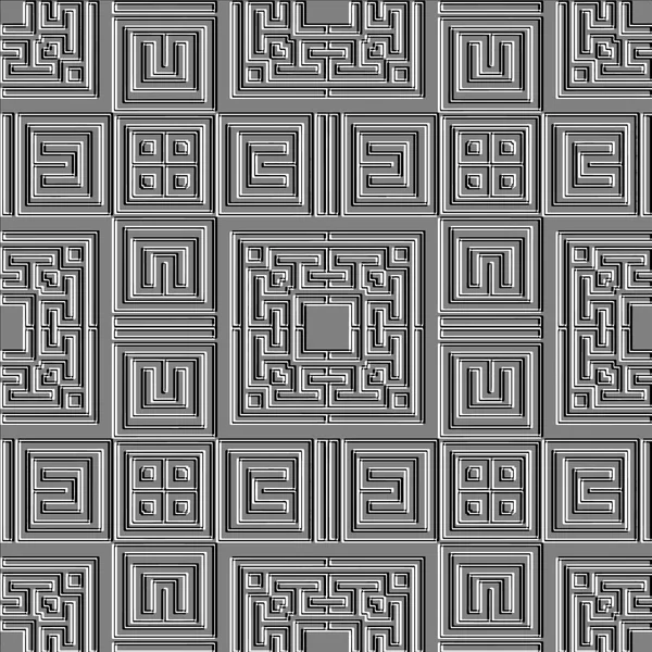 Emboss Grec Motif Sans Couture Fond Relief Gris Relief Clé — Image vectorielle