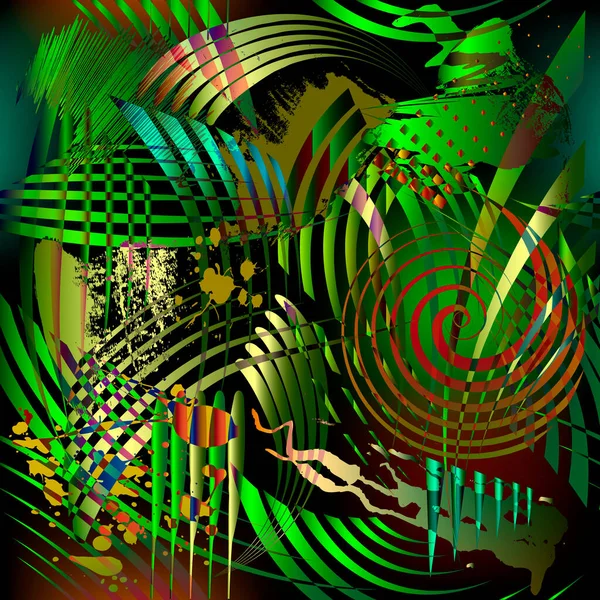 Яскраво Зелений Модний Стиль Графіті Безшовний Візерунок Сучасний Геометричний Грубий — стоковий вектор