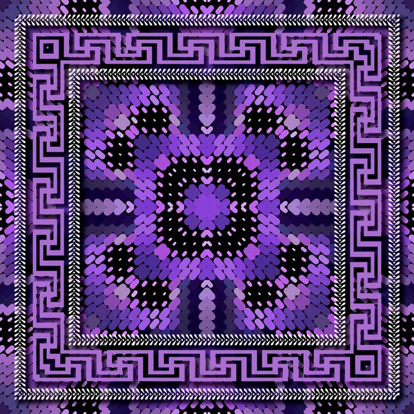 Motif Mural Violet Demi Teinte Sans Couture Cadre Carré Grec — Image vectorielle