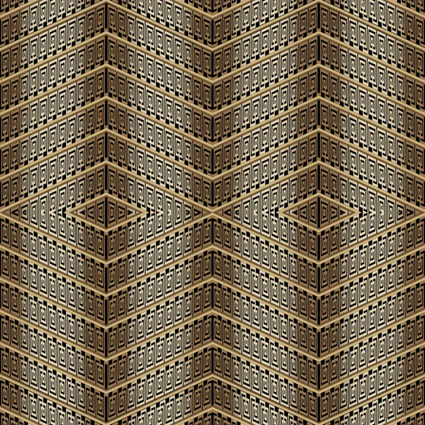 Zigzag Greek Gold Seamless Pattern Striped Tribal Ethnic Traditional Style — Stock Vector