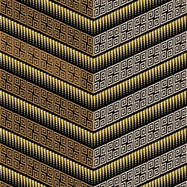 Zigzag Yunan Altın Pürüzsüz Desen Isome Modern Zigzag Arkaplanı Zig — Stok Vektör