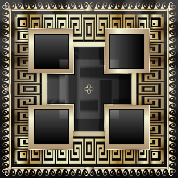 Griego Patrón Inconsútil Oro Fondo Geométrico Ornamental Vectorial Repite Trasfondo — Archivo Imágenes Vectoriales
