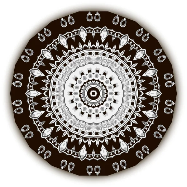 Floral Mandala Pattern Ornamental Black White Ornate Vector Background Tribal — Stockvector