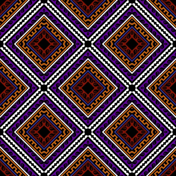 Rhombus Seamless Pattern Vector Ornamental Tribal Ethnic Background Repeat Greek — Stok Vektör