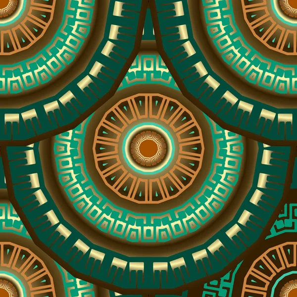 Tiled Mandalas Seamless Pattern Tribal Ethnic Greek Style Background Repeat — 스톡 벡터