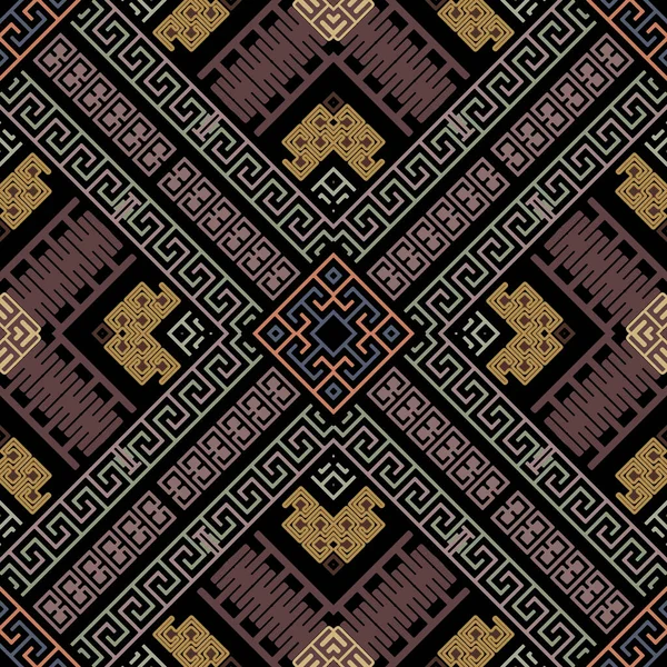 Geometric Tribal Ethnic Colorful Seamless Pattern Ornamental Greek Style Background — Image vectorielle