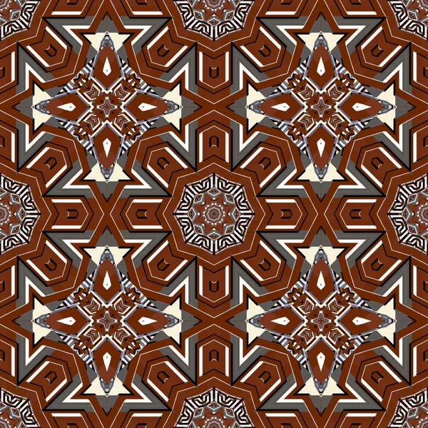 部族的な民族スタイルのシームレスなパターン 名前のついたカラフルなベクトルの背景 装飾的な繰り返しグランジの背景 幾何学的現代抽象装飾 八角形 マンダラ — ストックベクタ