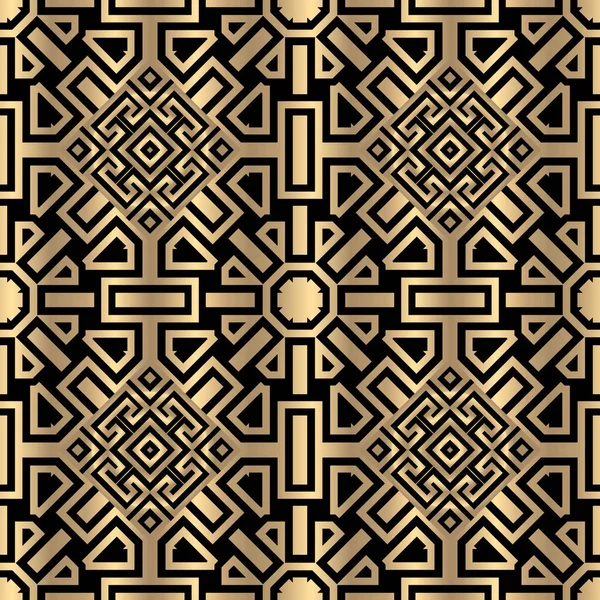 ギリシャのベクトルシームレスパターン 部族抽象的な背景を繰り返します ギリシャ語のキーは 民族スタイルの黄金の装飾を意味します 幾何学的な華やかなモダンなデザイン 豪華な無限の背景 流行構造設計 — ストックベクタ