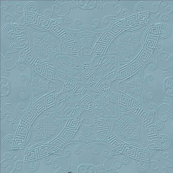 Paisley Reliëf Naadloos Patroon Bloemen Textuur Achtergrond Etnische Herhaling Lichtblauwe — Stockvector