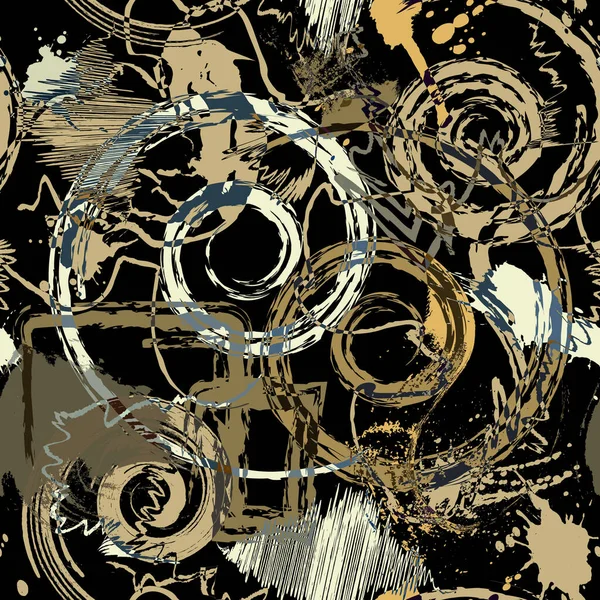Spirale Texturate Psihedelice Model Fără Sudură Dur Fundal Scribbles Colorate — Vector de stoc