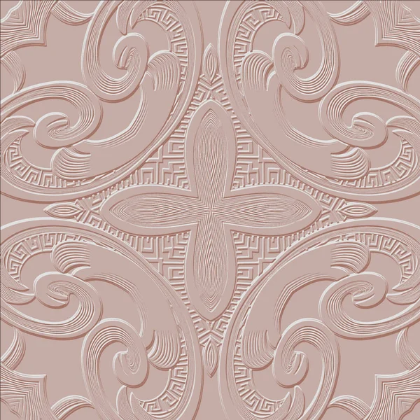 Floral Texturé Motif Sans Couture Fond Vectoriel Relief Répéter Embosser — Image vectorielle