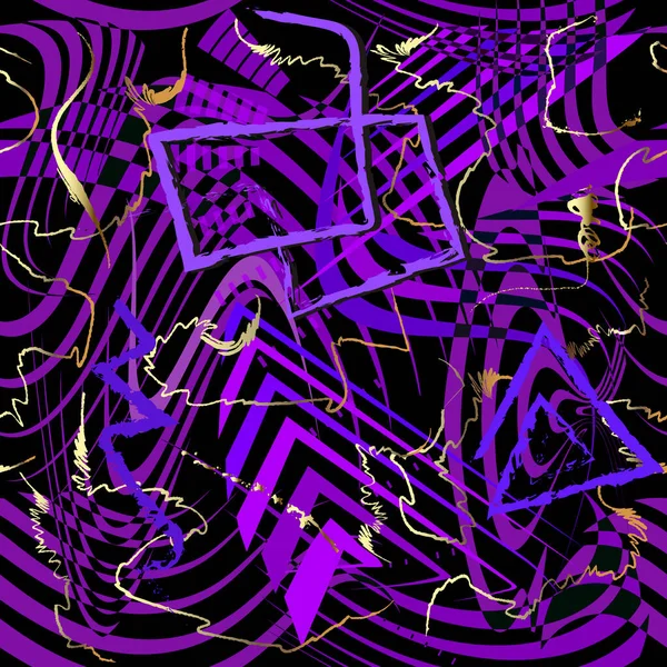 Psychedelische Textuur Gestreept Naadloos Patroon Ruwe Kleurrijke Achtergrond Herhaal Vectorachtergrond — Stockvector