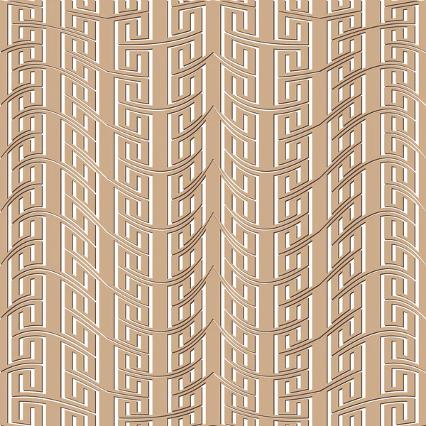 Elegant Wavy Borders Seamless Pattern Beautiful Golden Ornaments White Background — Stock Vector