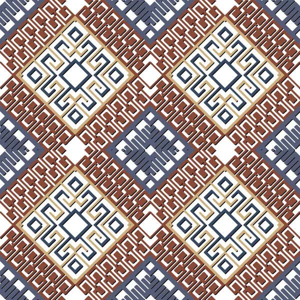 Traditional Tribal Ethnic Rhombus Seamless Pattern Vector Ornamental Greek Meander — Stock Vector