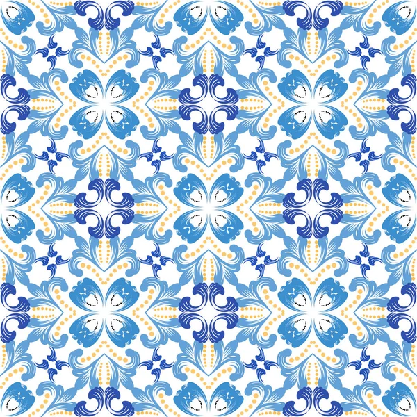 Floral Motif Sans Couture Coloré Fleurs Bleues Fond Vecteur Ornemental — Image vectorielle