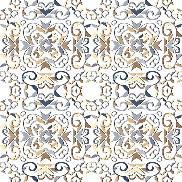 Motif Floral Vintage Sans Couture Fleurs Colorées Dessinées Main Ornements — Image vectorielle