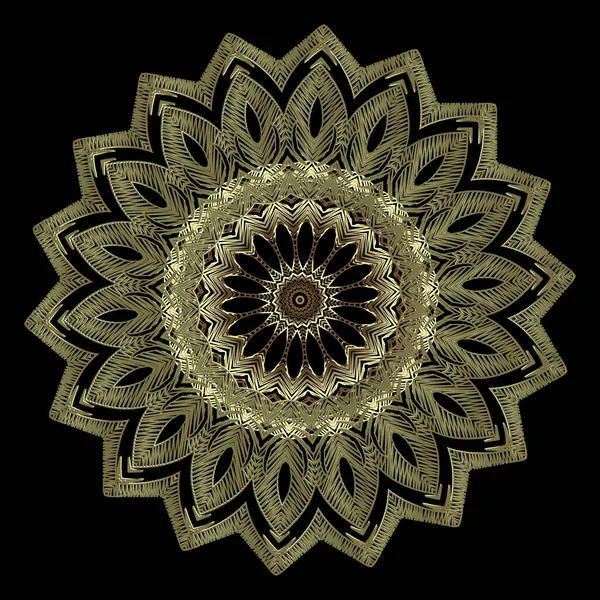 美しい刺繍花マンダラパターン カラフルなレースタペストリーの装飾 装飾的な質感の背景 刺繍レースジグザグ装飾 壮大な華やかな花を咲かせます ジグザグの線 歯ざわり — ストックベクタ