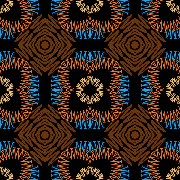 Floral Abstrait Zigzag Lignes Motif Sans Couture Fond Tribal Coloré — Image vectorielle