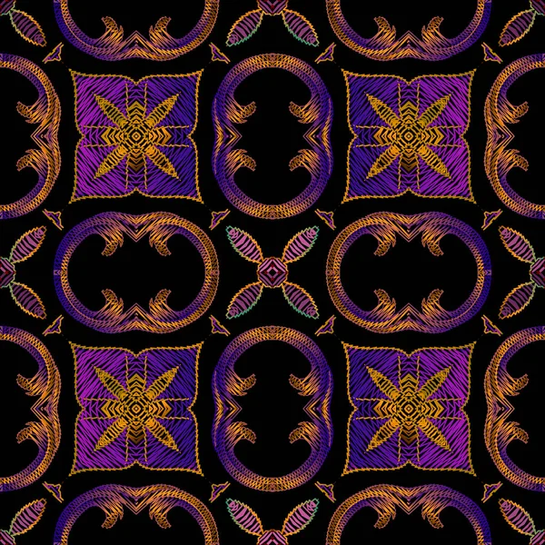 Гобелен Бесшовный Рисунок Текстурированный Декоративный Векторный Фон Красочный Цветочный Этнический — стоковый вектор