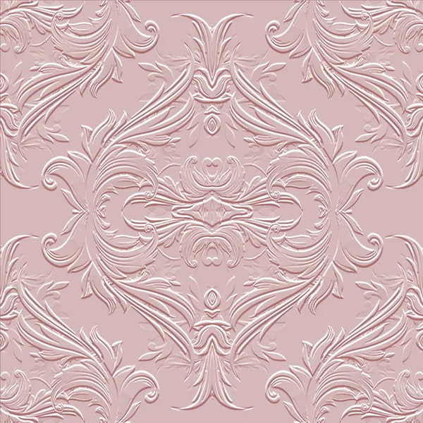Floral Textured Seamless Pattern Vector Embossed Light Pink Background Repeat — Stock Vector