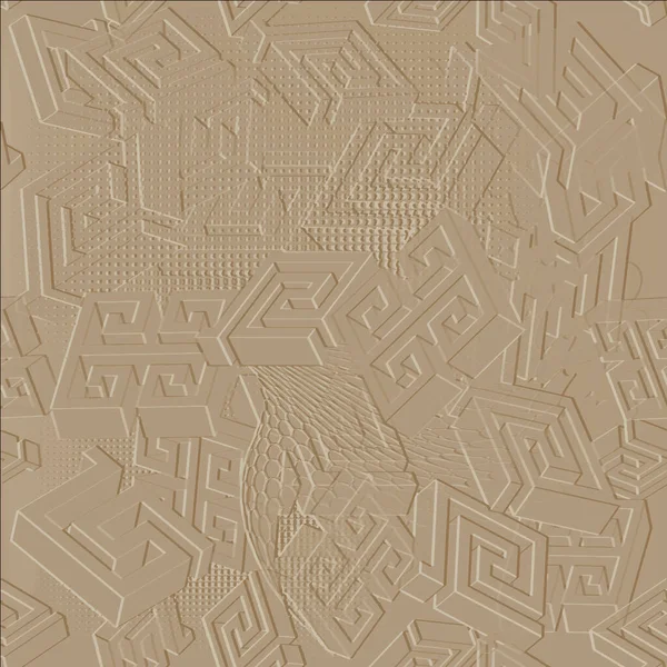 Naadloos Patroon Reliëf Griekse Stijl Moderne Textuur Beige Achtergrond Oppervlakte — Stockvector