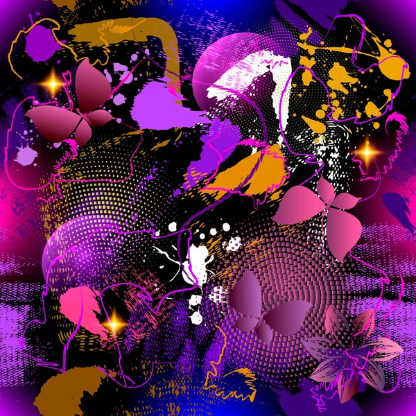 Glühende Fantasie Nahtlose Muster Magische Schöne Glänzende Hintergrund Handgezeichnete Fantastische — Stockvektor