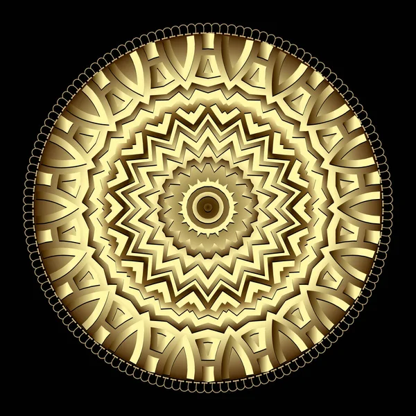Mandala Oro Lujo Con Marco Encaje Estilo Étnico Redondo Patrón — Vector de stock