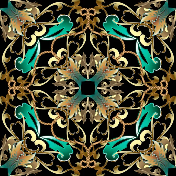 Baroque Motif Sans Couture Fond Floral Ornemental Luxe Vintage Ornement — Image vectorielle