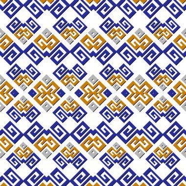 Zigzag renginde, Yunancadan pürüzsüz desen. Vektör süsleme etnik geçmişi. Arka planı tekrar et. Soyut modern zig zag süslemeleri Yunan anahtarı, dolambaçlı, geometrik şekilli. İzole tasarım.