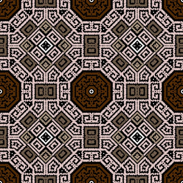 Текстурированный Греческий Безseamless Узор Гобелен Декоративный Гранж Фон Геометрический Фон — стоковый вектор
